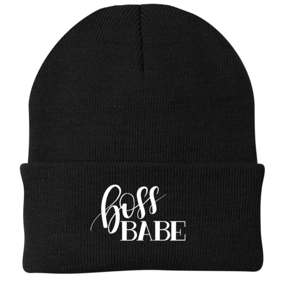 New Exclusive Boss BABE Fold Over Beanie Hat - Picture 4 of 4